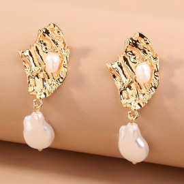 European and american cross-border new accessories, special-shaped golden pearl earrings, baroque pearl earrings, earrings factory direct sales