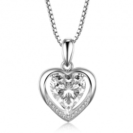 Necklace simple love heart-shaped clavicle chain copper with gold electroplated finished necklace and zircon pendant