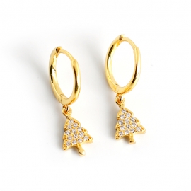 Golden christmas tree diamond s925 sterling silver earrings earrings earrings women