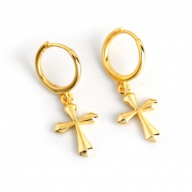 Light luxury fashion golden cross s925 sterling silver earrings earrings
