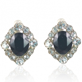 Womens long diamond-shaped gemstone earrings accessories alloy earrings