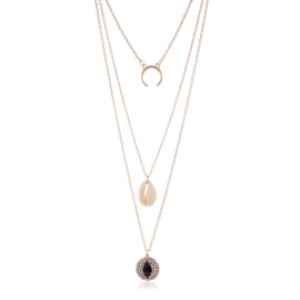 European and american jewelry irregular geometric polygonal alloy multilayer shell conch beach wind necklace women