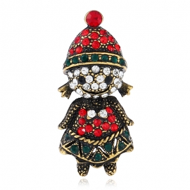 New creative gift diamond christmas brooch, european and american retro cartoon image pin accessories