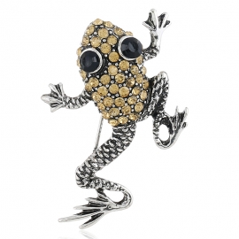 High-end retro frog brooch, green crystal flashing diamond animal corsage