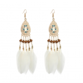 Cross-border e-commerce earrings hot-selling feather earrings jewelry bohemian ethnic style long tassel earrings wholesale