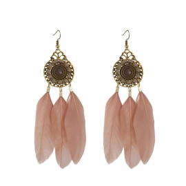 Amazon cross-border earrings, explosive accessories, long retro earrings, bohemian tassel feather earrings wholesale