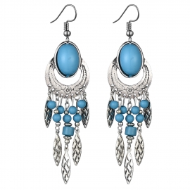 European and american exaggerated personality earrings fashion retro ethnic earrings oval long tassel earrings jewelry