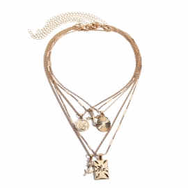 European and american cross-border jewelry simple portrait flower card element necklace sweater chain female personality micro-inlaid cross necklace