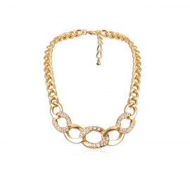 European and american cross-border jewelry retro personality ins hollow handmade necklace punk thick chain exaggerated micro-inlaid necklace