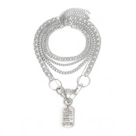 European and american cross-border jewelry punk motorcycle engraving letter necklace ins cold wind brooch geometric tag necklace