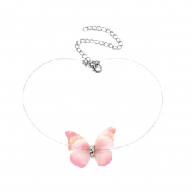 Fashionable korean version of simple and versatile jewelry, fish silk thread, personalized creative necklace, flash diamond butterfly street beat ladies necklace