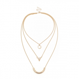 European and american cross-border fashion jewelry retro ethnic style exaggerated multi-layer necklace geometric diamond multi-element clavicle chain