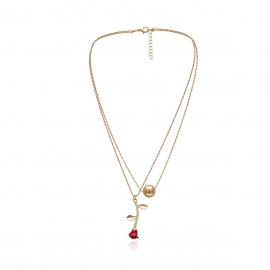 European and american cross-border jewelry, personalized multi-layer round bead all-match necklace for women, creative dripping rose three-dimensional geometric necklace