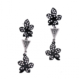 European and american fashion jewelry manufacturers wholesale alloy personality bright black diamond flower earrings for women