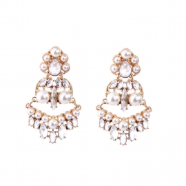 Vintage palace baroque pearl diamond flower womens stud earrings european and american fashion