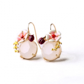 Fashionable fresh and lovely flower insect earrings temperament super fairy ins forest girl wild earrings
