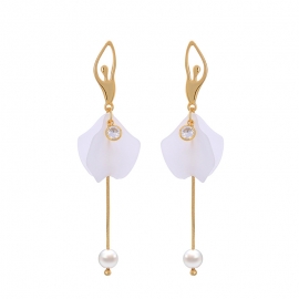 Ballet girl earrings temperament korean face thin and long super fairy net red earrings