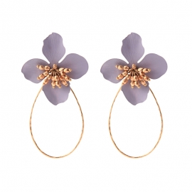 European and american style fashion earrings, long exaggerated flower earrings, female temperament super fairy, suitable for round face earrings