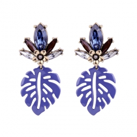 Diamond earrings women european and american fashion jewelry wholesale womens large hollow leaves alloy paint flower earrings