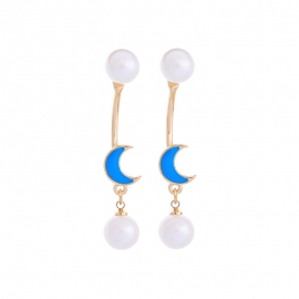 Personality creative devils eye pearl earrings fashion all-match oil drop star moon earrings