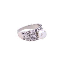 Womens widening ring wholesale european and american fashion jewelry one generation diamond and pearl alloy ring