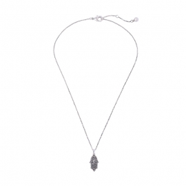 Personality creative retro alloy diamond necklace female simple wild small hand pendant short clavicle chain korean jewelry