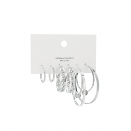 Factory direct original design niche earrings three-piece gold-plated multi-ring ear hoop earrings for women exaggerated earrings