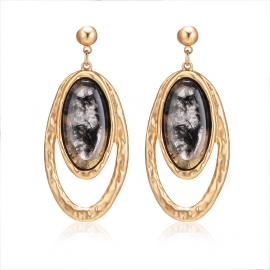 New style earrings ladies baroque style earrings resin light luxury oil painting retro pattern european style pendants