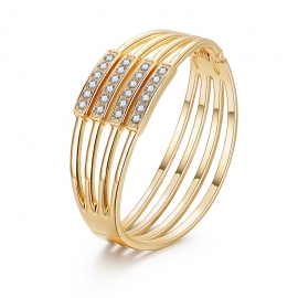 European and american hot magazine style gold plated bracelet multilayer hollow diamond open spring bracelet