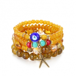 Cross-border hot sale acrylic bracelet bohemian style multi-layer beaded bracelet demon eye starfish bracelet tide