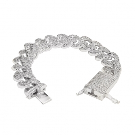 European and american new hip-hop zircon copper cuban bracelet 2cm real gold electroplating mens jewelry cuban bracelet