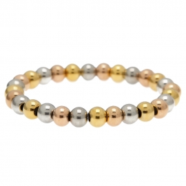 European and american trend rosary jewelry men and women hip-hop jewelry stainless steel color preserving rose gold mixed color bead bracelet