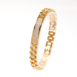 European and american stainless steel inlaid zircon watch chain bracelet hip hop hipster punk motorcycle mens bracelet cross-border explosion