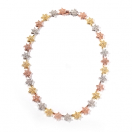 Hip hop zircon hexagonal star necklace rose gold silver contrast star necklace starnecklace