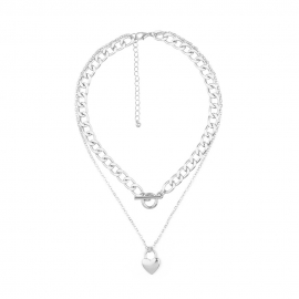 European and american cross-border jewelry punk style love pendant thick chain double necklace