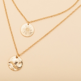 European and american cross-border hot-selling jewelry fashion simple style round brand pendant double necklace