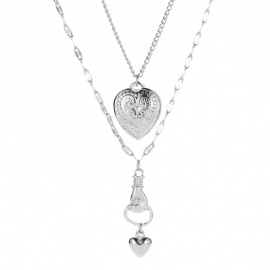 European and american cross-border necklace fashion punk style ladies love fist pendant double necklace