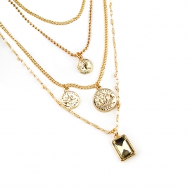 European and american cross-border new products retro style portrait embossed pendant multilayer necklace ladies