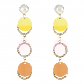 Japan and south korea new exaggerated creative pearl earrings summer hot selling wild long diamond geometric sequin earrings women