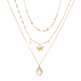 The new japanese and korean immortal pure and smart water drop pendant multi-layer inseparable creative design necklace jewelry female