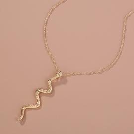 European and american new hot-selling curved snake-shaped pendant sweater chain personality retro hip-hop fashion men and women zodiac necklace