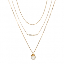 Fashion explosive accessories golden handmade chain card neck freshwater pearl pendant clavicle chain ladies multilayer necklace