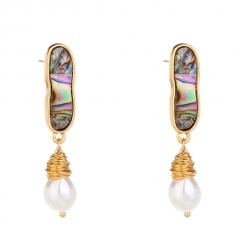 Aliexpress amazon cross-border e-commerce hot selling natural abalone shell earrings hand-wound pearl earrings