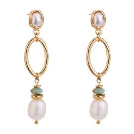 European and american cross-border hot-selling jewelry baroque style pearl pendant long earrings elegant temperament ladies earrings