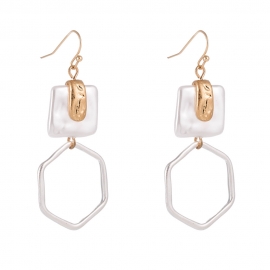 European and american earrings new simple geometric hexagonal sand silver earrings earrings creative niche earrings