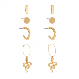 Cross-border new fashion set earrings, simple geometric earrings, snake-shaped pendant earrings, factory direct sales