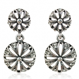 Hollow earrings female european and american popular retro accessories factory direct sales ladies geometric round alloy earrings wholesale