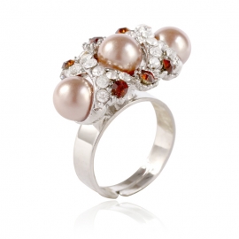 Foreign trade jewelry opening adjustable alloy ring delicate ladies index finger pearl ring