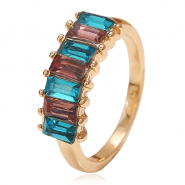 European and american light luxury gold-plated personality niche ring ring fashion trend trend ins color diamond geometric ring