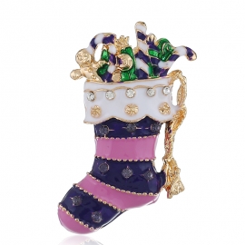 Christmas gift high-end purple christmas stocking alloy brooch